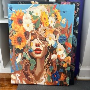 Acrylic painting of Floral Woman on Canvas
